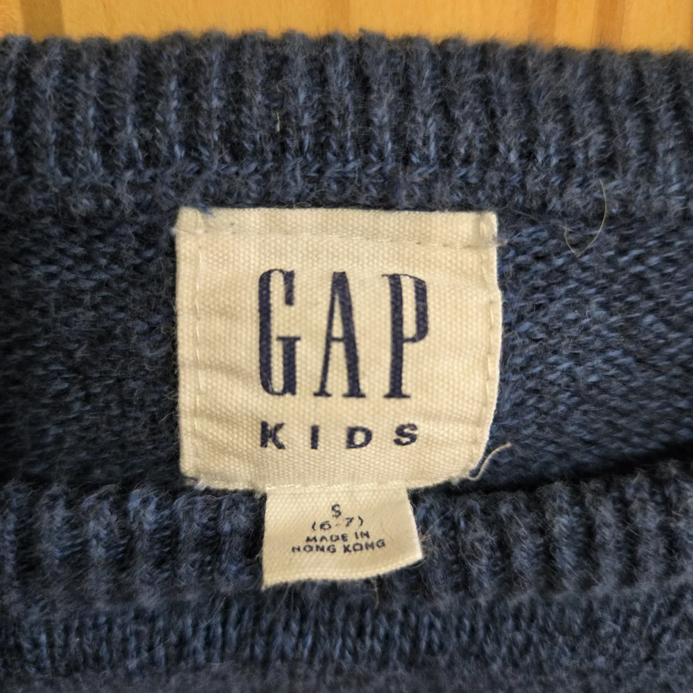 Gap Kids Boys Sweater Size Small 4 6 Navy Blue Long Sleeve Stripe‎ Crew Neck